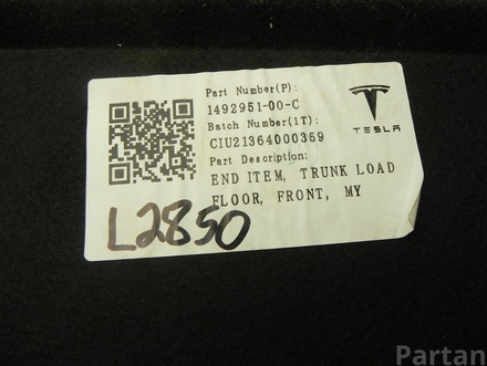 Tesla 1492951-00-C / 149295100C Model Y 2022 Rembourrage du coffre