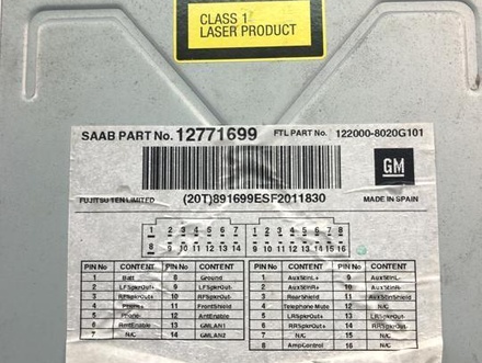 Saab 12771699 9-5 (YS3E) 2006 Radio z odtwarzaczem CD