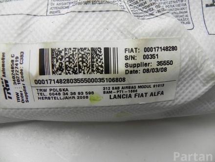 Fiat 00017148280 500 (312_) 2008 Side Airbag Left